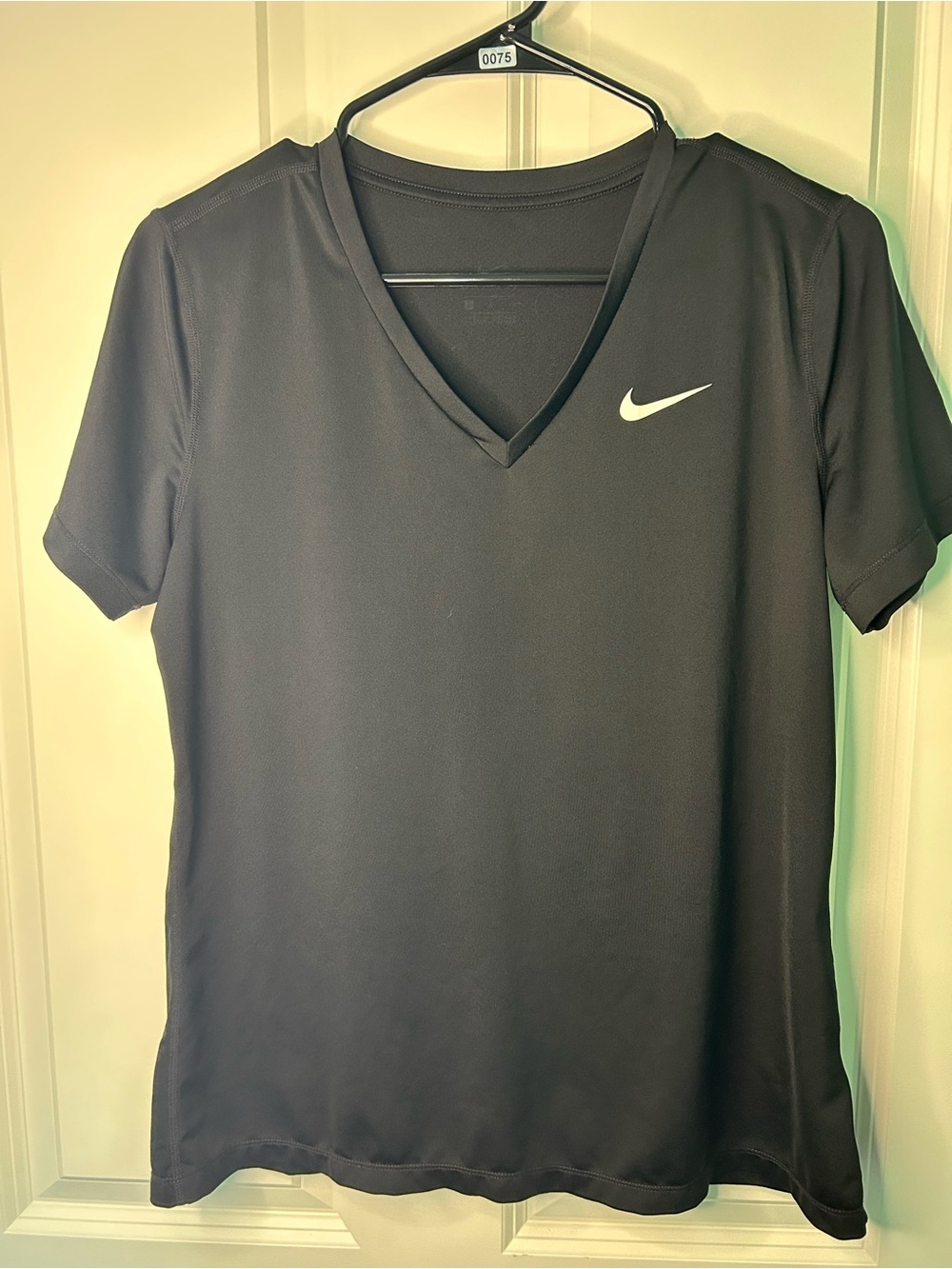 Nike Black V-Neck Performance Tee with White Swoosh